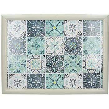 Bandeja Acolchada para Regazo Creative Tops, 44 x 34 cm, Diseño de Baldosas en Blanco y Turquesa