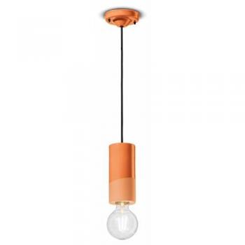 Lámpara Colgante Cilíndrica de Cerámica Naranja Ø 8 cm Ferroluce