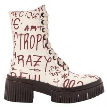 Botines de mujer Art 1375F Graffiti con tacón de 3 a 5 cm, casuales y con cordones