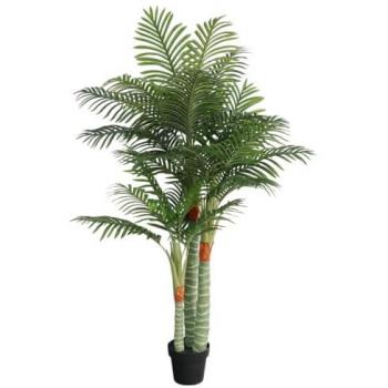 Palmera artificial con 3 troncos PP verde 180 cm, Planta de Palma Areca Artificial, Palmera de imitación, Planta de Palma Artificial