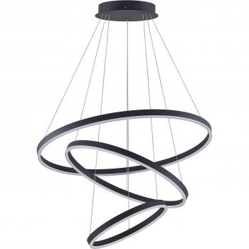 Lámpara colgante LED Arcchio Albiona, moderna, negra, con 3 anillos, fabricada en metal y diseñada para cocinas (1 llama)