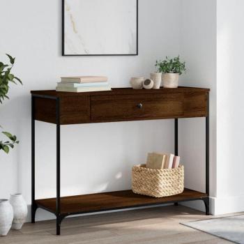 Mesa Consola Premium de Madera de Ingeniería Marrón Roble 100x34,5x75 cm