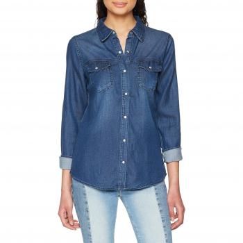 Vila Women's Long Sleeve Denim Shirt Bista Dark Blue Regular Fit S