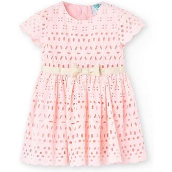 Vestido Boboli rosa bebé brocado con lazo