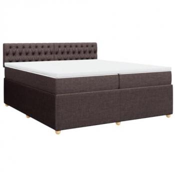 Cama box spring con colchón tela marrón oscuro 200x200 cm Vidaxl 809939