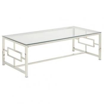 Mesa de Centro CLOTILDE de Pascal MORABITO - Cristal Templado y Acero Cromado