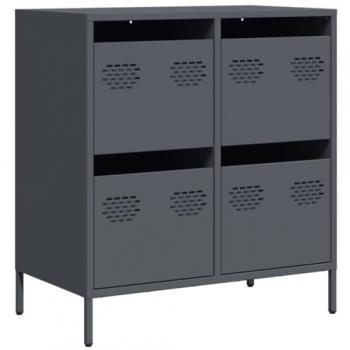 Aparador de acero laminado en frío antracita 68x39x73,5 cm, Armario de almacenaje, Mueble aparador, Mueble de almacenaje de Cocina, bufé