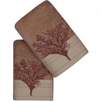 Juego de Toallas de Mano Suaves y Absorbentes 100% Algodón Marrón Claro y Crema - 2 Piezas
