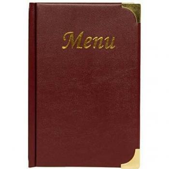 Carpeta de menú Securit A5 4 bolsillos fijos color burdeos