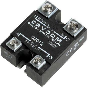 Relé de estado sólido Sensata/Crydom D2D12, 1-DC, control 3.5 a 32 Vdc, carga hasta 200 Vdc, 12 A máx., montaje incluido