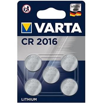 Varta Pila de botón de litio de 3V Electronics CR2016, pilas de botón en un blíster original de 5 unidades