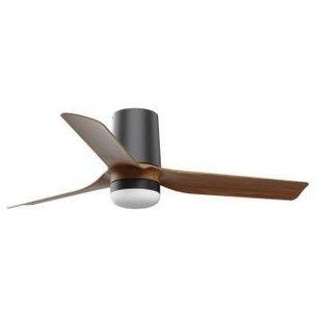 Ventilador de techo con luz LED CCT FARO Barcelona 33835-1TW Mini Punt Tub negro y madera oscura Ø900mm