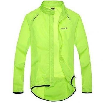 Santic ciclismo bicicleta de montaña ropa transpirable chaqueta impermeable de los hombres de secado rápido resistente al viento abrigo de piel con capucha verde