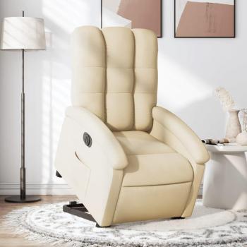 Sillón eléctrico reclinable elevable de tela color crema Vidaxl Crema
