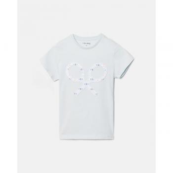 Camiseta infantil de algodón con estampado étnico frontal azul