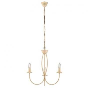 Lámpara de araña de hierro decape marfil tres luces 45x h50 cm