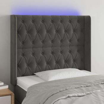 Cabecero LED de Terciopelo Gris Oscuro 103x16x118/128 cm