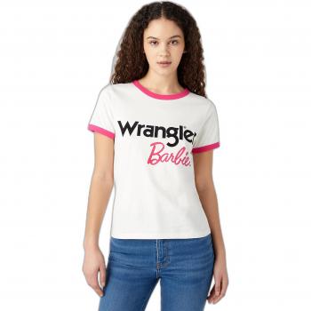 Camiseta de Wrangler - Barbie slim - Manga Corta - Tallas XS a XL - Color Blanco - Para Mujer