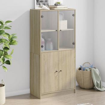 Aparador alto Sonoma de madera multicapa, 68x37x142 cm, color roble marrón