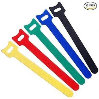 COOSA 50pcs de 6 pulgadas de gancho multicolor paño de microfibra correa de cable y bucle de fijación de uniones de cable reutilizable