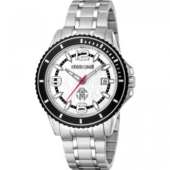 Reloj Analógico de Cuarzo para Hombre Roberto Cavalli by Franck Muller con Correa en Acero Inoxidable y Dial Gris Plata RV1G217M0041
