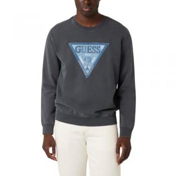 Guess Triangle Logo Sweatshirt, Sweatshirts, male, Gray, Size: S Crewneck Sweatshirt