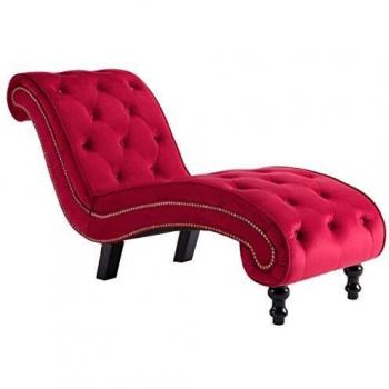 vidaXL Diván de Terciopelo Rojo Mobiliario Decoración de Casa Hogar Descanso Acolchado Grueso Suave al Tacto Diseño Voluta Elegante Cómodo Ergonómico