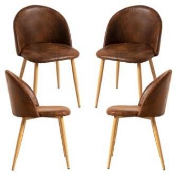 Pack 4 Sillas Comedor Vint Polipiel Marrón Vintage