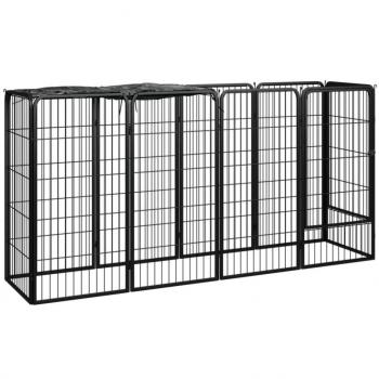 vidaXL 10-Panel Dog Playpen Black 50x100 cm Powder-coated Steel