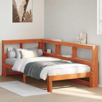 Cama con estantería sin colchón marrón 90x200 cm madera maciza de pino