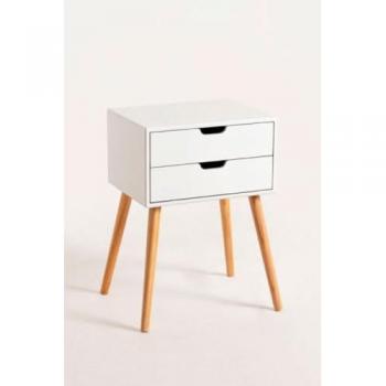 Mesa Auxiliar Nórdica Nuit con 2 Cajones - Color Blanco