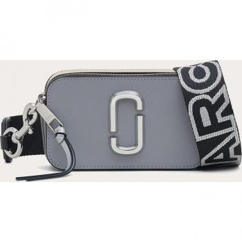 Marc Jacobs Snapshot Shoulder Bag - Grey Leather Crossbody Bag with Logo, Size: ONE SIZE