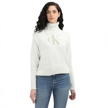 Calvin Klein Women's Chenille High Neck Sweater with Monogram - Size S
