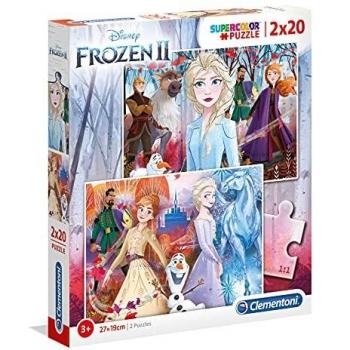 Clementoni- 2 Puzzles 20 Piezas Frozen 2, Color Multicolor.