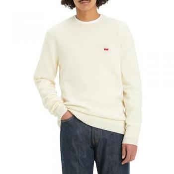 Levi's - Jersey de hombre de manga larga con cuello redondo liso, A4320-0020 Original Housemark Sweater (XS), Beige, Casual, Lana, Cloud Cream