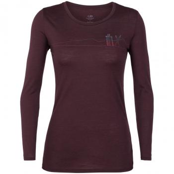 Icebreaker Tech Lite Skis in Snow - Camiseta de Manga Larga Mujer - Violeta Talla M 2018