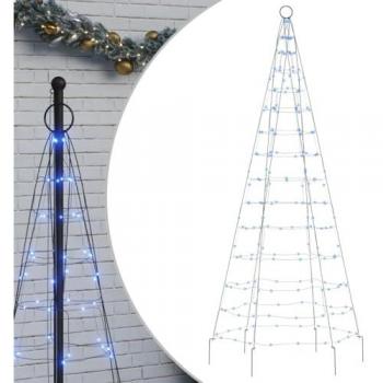 Árbol de Navidad en asta de bandera 200 LED 180 cm Color Azul, Multicolor y Blanco cálido