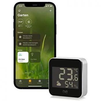 Eve Weather Estación Meteorológica Conectada con Sensor de Temperatura, Humedad y Presión Atmosférica para Interior/Exterior Compatible con HomeKit y Thread