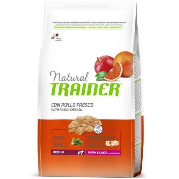 Natural Trainer Medium Puppy & Junior con Pollo Fresco 3 kg - Alimento Completo para Cachorros y Perros Jóvenes de Raza Mediana