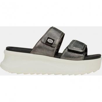 Sandalias Delray Slide Classic plateado con doble tira y plataforma para mujer