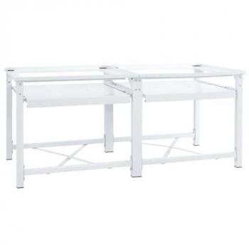 Double Washing Machine Pedestal with Pull-Out Shelves - White