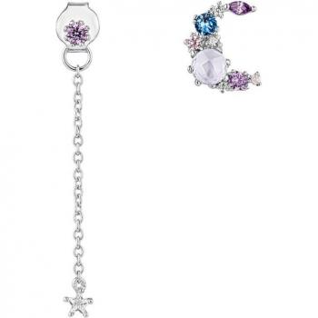 Pendientes asimétricos Candy Moon de plata bañados en rodio