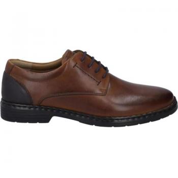 Zapato de cordones de hombre Josef Seibel ALASTAIR-01 en piel lisa coñac, horma ancha, planta anatómica móvil, cómodo piso ligero, altura de tacón bajo (1-3 cm), referencia 428018