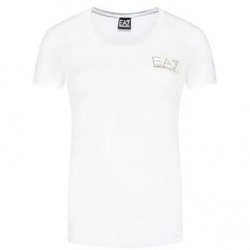 Camiseta Evolution EA7 para mujer, blanca, casual, algodón, manga corta, talla L