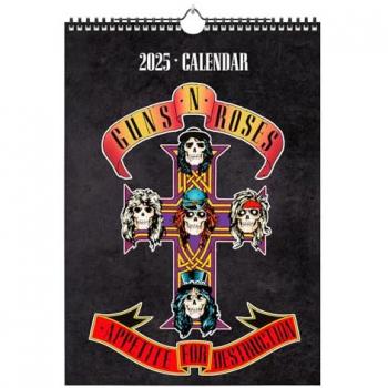 Calendario A3 2025 Guns N Roses - Calendario pared grande, Planificador mensual con ilustraciones a todo color (29,7x42 cm)