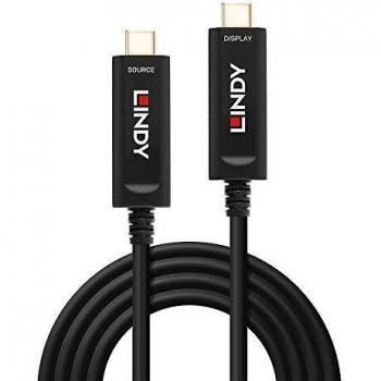 Cable USB-C 3.1 Híbrido de Fibra Óptica para Audio/Vídeo, 30m, 4K 60Hz, HDR, Negro