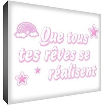 Feel Good Art All Your Dreams ¿Qué pasa si Realize lienzo sobre bastidor de pared moderna / tipográfico Pale Pink 40 x 60 cm