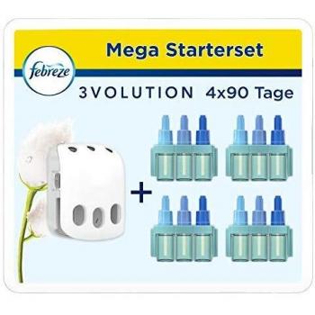 Ambi Pur 3Volution Recambio de Ambientador Eléctrico Nubes de Algodón - Pack Ahorro 4 Unidades, 3 Aromas Alternos para Eliminar Olores