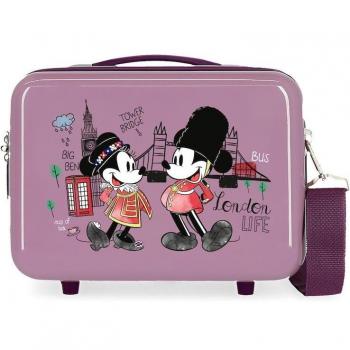 Neceser Infantil ABS Disney Let's Travel Mickey & Minnie Londres Morado con Capacidad de 9L
