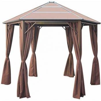 vidaXL Cenador Cortinas 310x270x265 Marrón Pérgola Toldo Gazebo Carpa Tienda